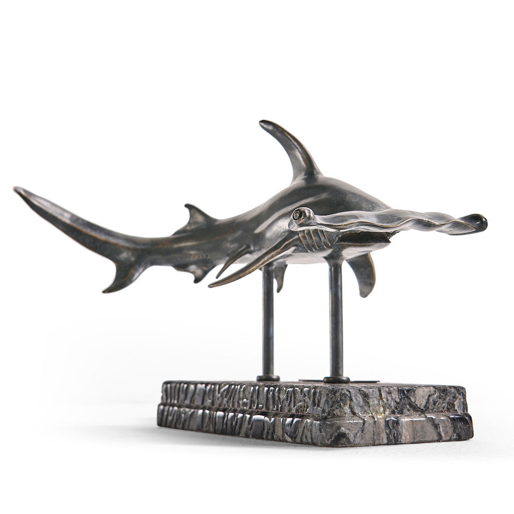 Jonathan Charles Fine Furniture - Arc Hammerhead Shark Bronze Statue with Marble Base - 496216-DRB view 5