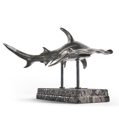 Jonathan Charles Fine Furniture - Arc Hammerhead Shark Bronze Statue with Marble Base - 496216-DRB view 5