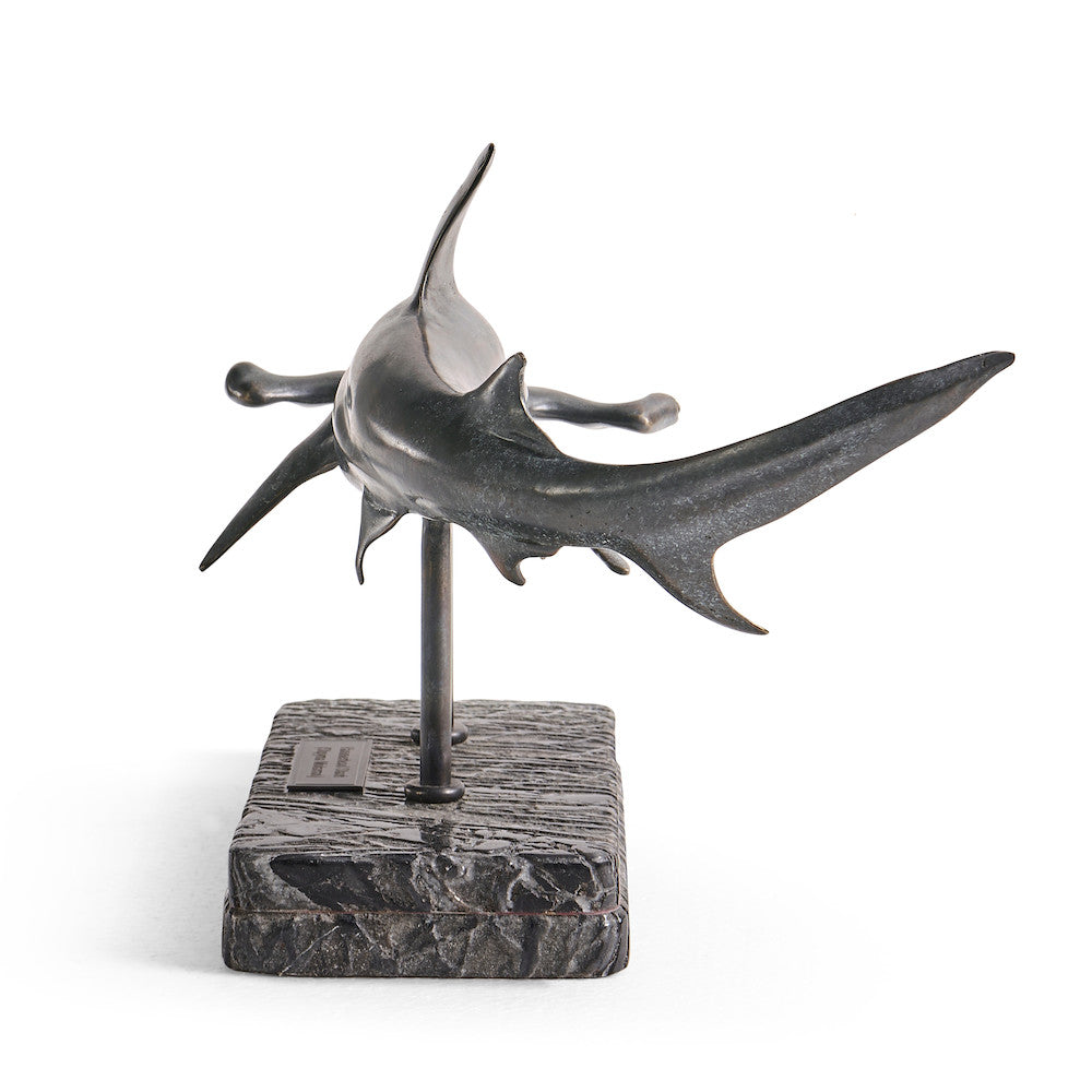 Jonathan Charles Fine Furniture - Arc Hammerhead Shark Bronze Statue with Marble Base - 496216-DRB view 6