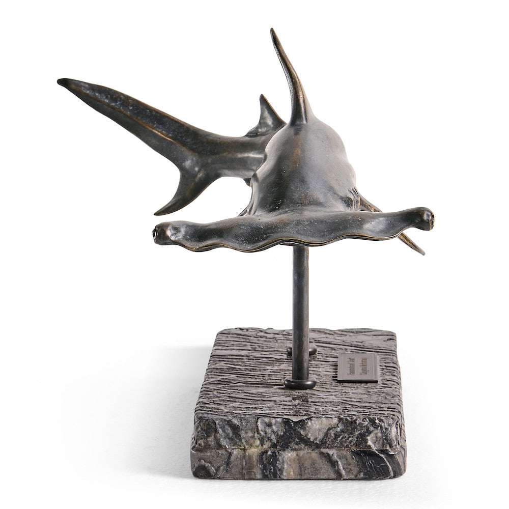 Jonathan Charles Fine Furniture - Arc Hammerhead Shark Bronze Statue with Marble Base - 496216-DRB view 7