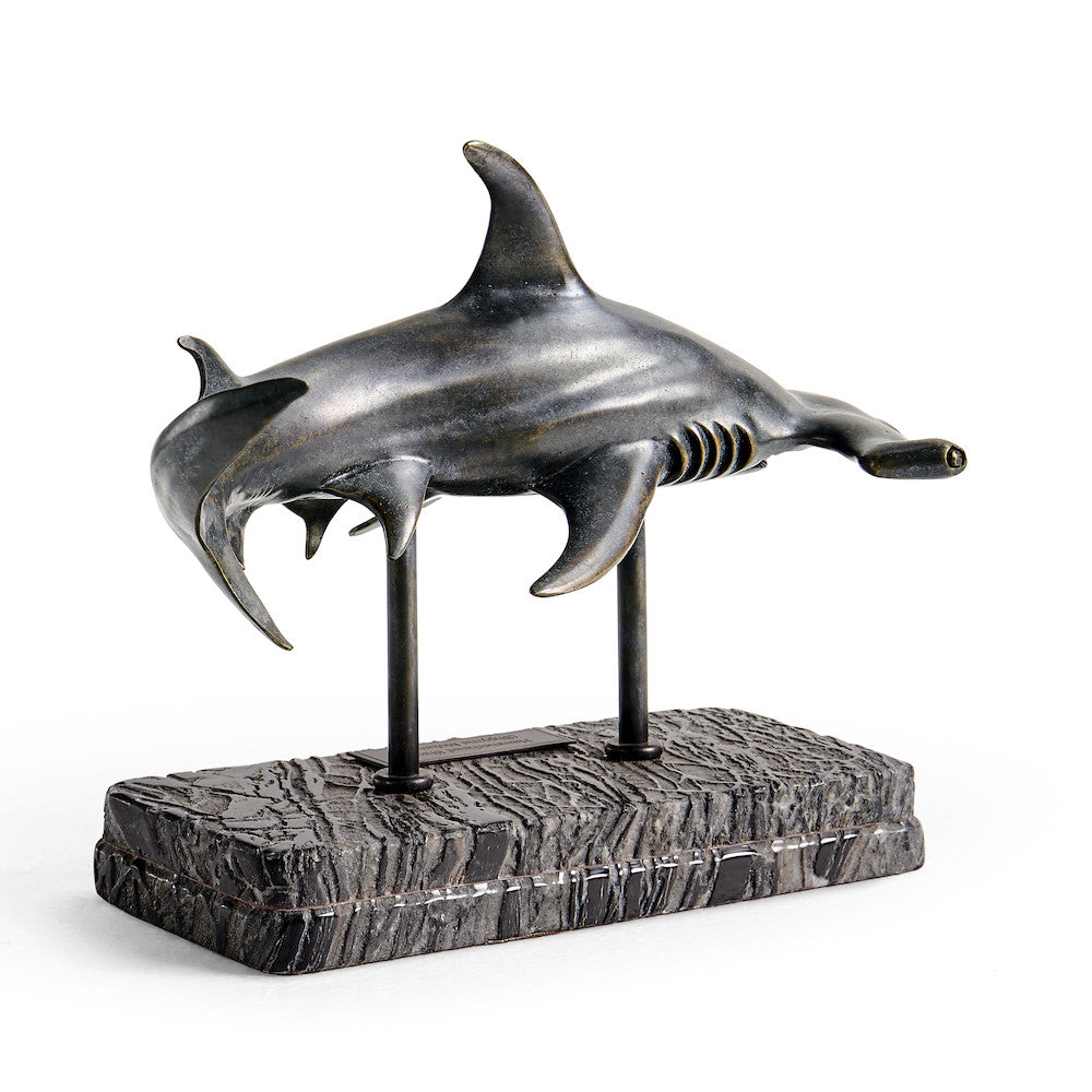 Jonathan Charles Fine Furniture - Arc Hammerhead Shark Bronze Statue with Marble Base - 496216-DRB view 8