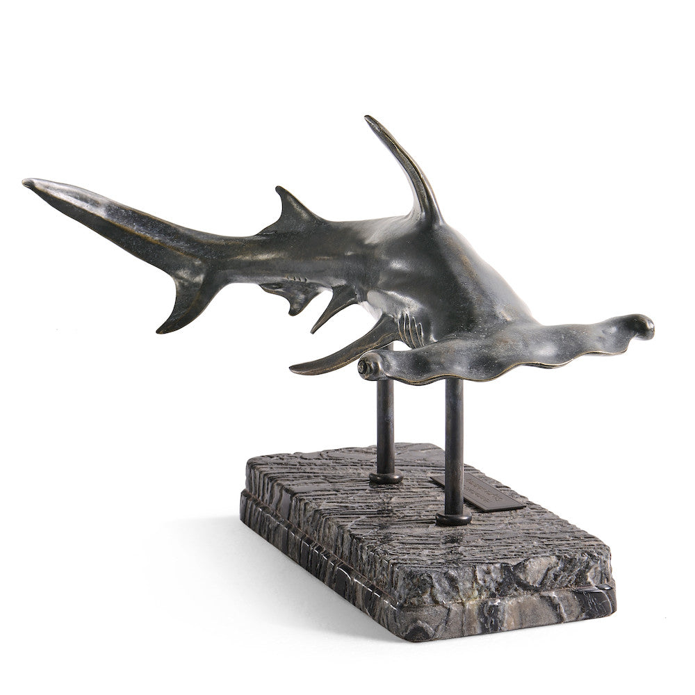 Jonathan Charles Fine Furniture - Arc Hammerhead Shark Bronze Statue with Marble Base - 496216-DRB view 9