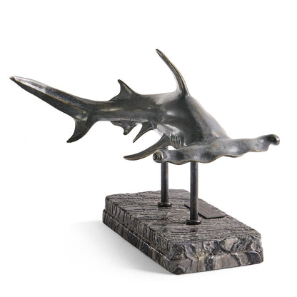 Jonathan Charles Fine Furniture - Arc Hammerhead Shark Bronze Statue with Marble Base - 496216-DRB view 9