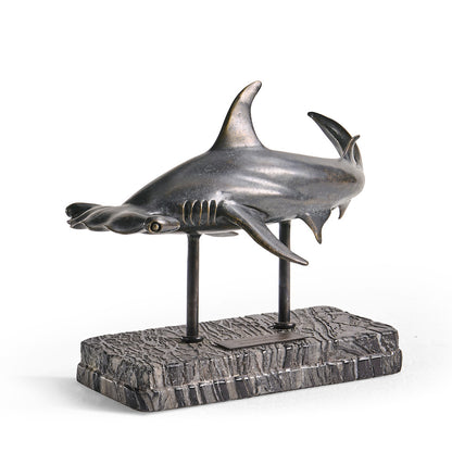 Jonathan Charles Fine Furniture - Arc Hammerhead Shark Bronze Statue with Marble Base - 496216-DRB view 10