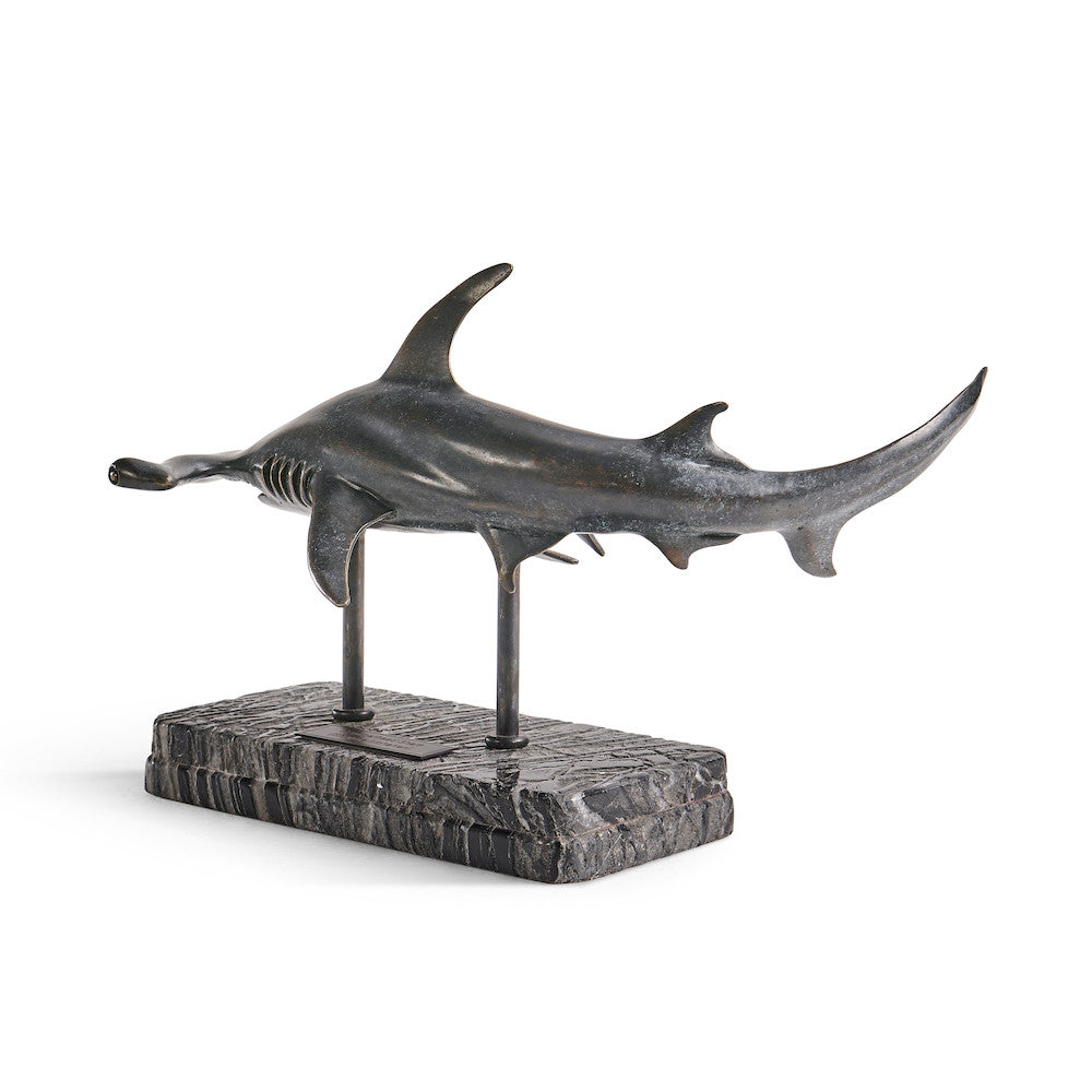 Jonathan Charles Fine Furniture - Arc Hammerhead Shark Bronze Statue with Marble Base - 496216-DRB view 11
