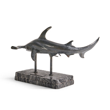 Jonathan Charles Fine Furniture - Arc Hammerhead Shark Bronze Statue with Marble Base - 496216-DRB view 11