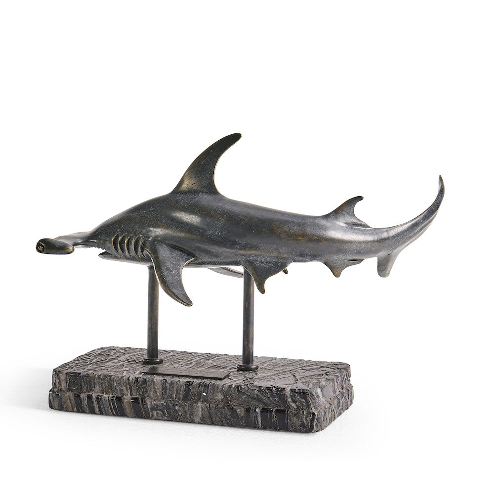 Jonathan Charles Fine Furniture - Arc Hammerhead Shark Bronze Statue with Marble Base - 496216-DRB view 12