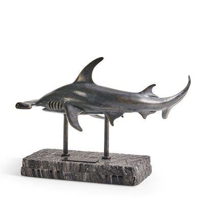 Jonathan Charles Fine Furniture - Arc Hammerhead Shark Bronze Statue with Marble Base - 496216-DRB view 12