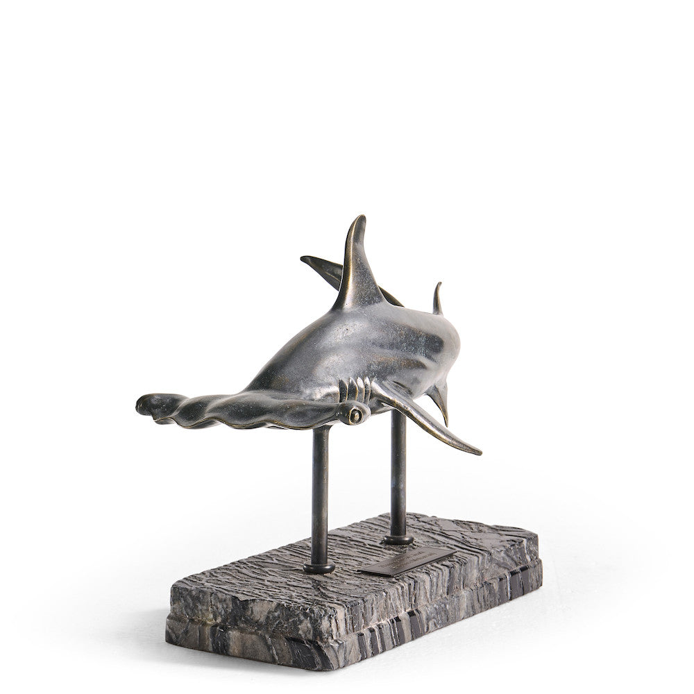Jonathan Charles Fine Furniture - Arc Hammerhead Shark Bronze Statue with Marble Base - 496216-DRB view 13