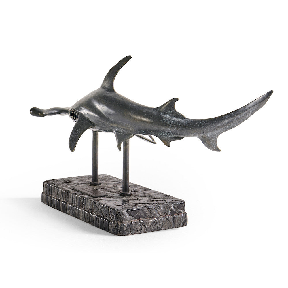 Jonathan Charles Fine Furniture - Arc Hammerhead Shark Bronze Statue with Marble Base - 496216-DRB view 14