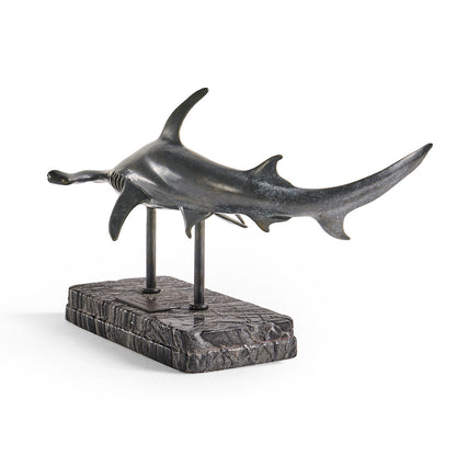 Jonathan Charles Fine Furniture - Arc Hammerhead Shark Bronze Statue with Marble Base - 496216-DRB view 14