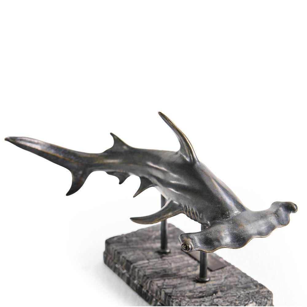 Jonathan Charles Fine Furniture - Arc Hammerhead Shark Bronze Statue with Marble Base - 496216-DRB view 15
