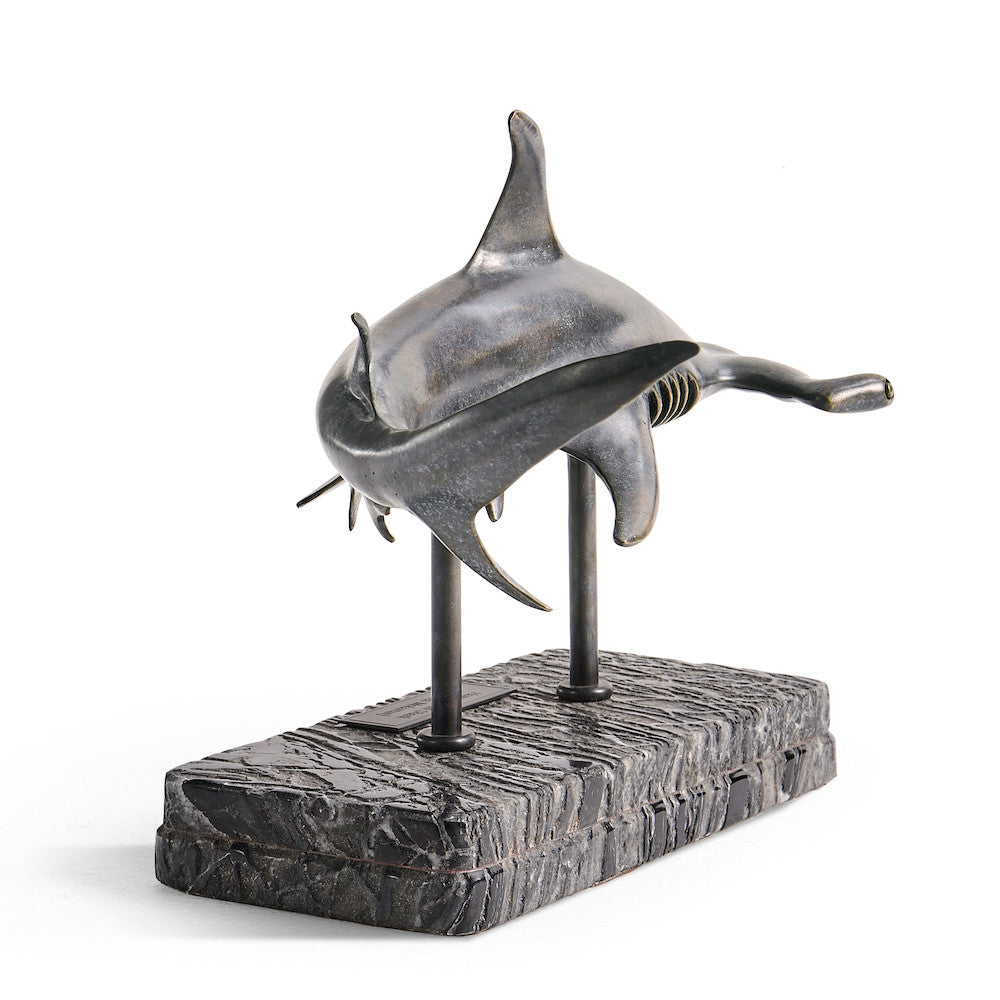 Jonathan Charles Fine Furniture - Arc Hammerhead Shark Bronze Statue with Marble Base - 496216-DRB view 16