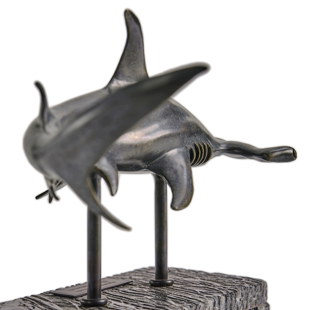 Jonathan Charles Fine Furniture - Arc Hammerhead Shark Bronze Statue with Marble Base - 496216-DRB view 17