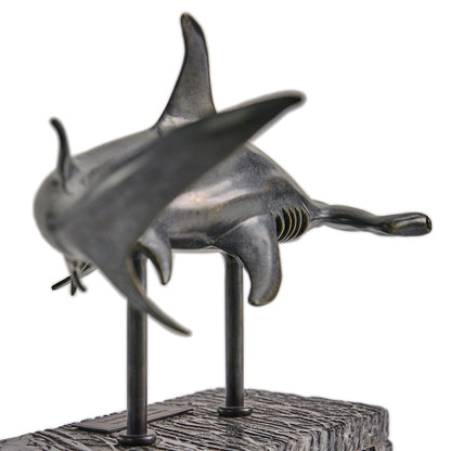 Jonathan Charles Fine Furniture - Arc Hammerhead Shark Bronze Statue with Marble Base - 496216-DRB view 17