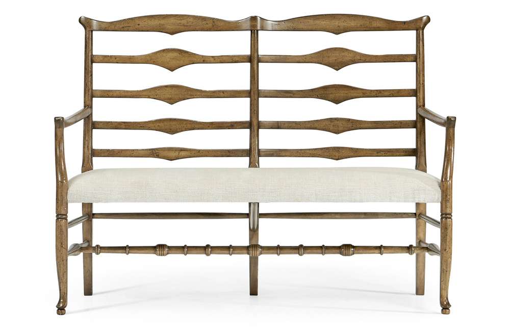 Jonathan Charles Fine Furniture - Casual Accents Medium Driftwood Ladderback Bench, Uph - 492803-DTM-F400 veiw 2