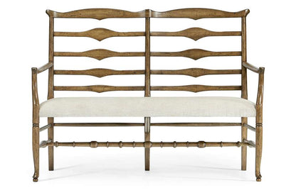 Jonathan Charles Fine Furniture - Casual Accents Medium Driftwood Ladderback Bench, Uph - 492803-DTM-F400 veiw 2