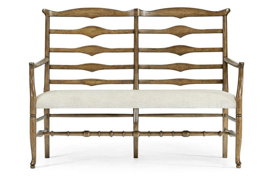Jonathan Charles Fine Furniture - Casual Accents Medium Driftwood Ladderback Bench, Uph - 492803-DTM-F400 veiw 2