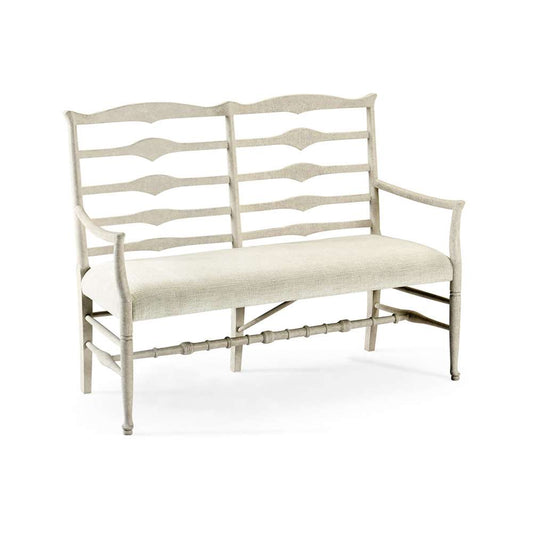 Jonathan Charles Fine Furniture - Casual Accents Whitewash Ladderback Bench, Uph - 492803-DTW-F400 veiw 1