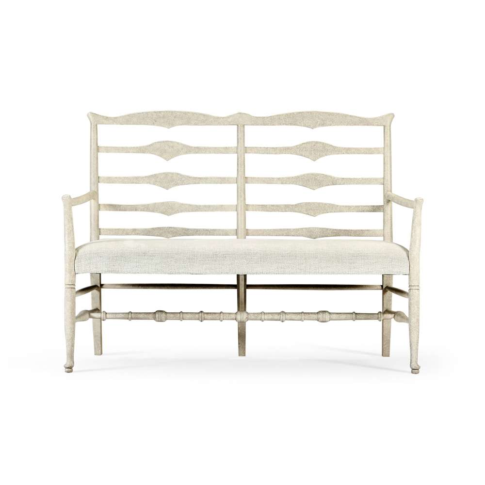 Jonathan Charles Fine Furniture - Casual Accents Whitewash Ladderback Bench, Uph - 492803-DTW-F400 veiw 3