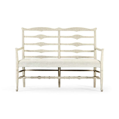 Jonathan Charles Fine Furniture - Casual Accents Whitewash Ladderback Bench, Uph - 492803-DTW-F400 veiw 3