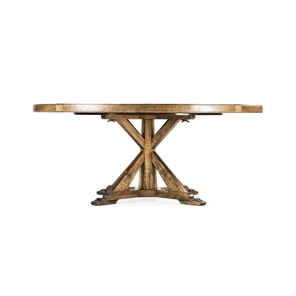 Jonathan Charles Fine Furniture - Casually Country Round 72in Solid Wood Dining Table in Medium Driftwood - 491101-72D-DTM veiw 2