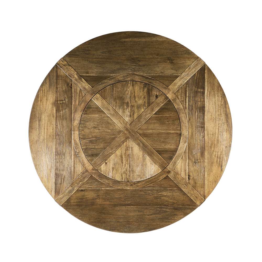 Jonathan Charles Fine Furniture - Casually Country Round 72in Solid Wood Dining Table in Medium Driftwood - 491101-72D-DTM veiw 3