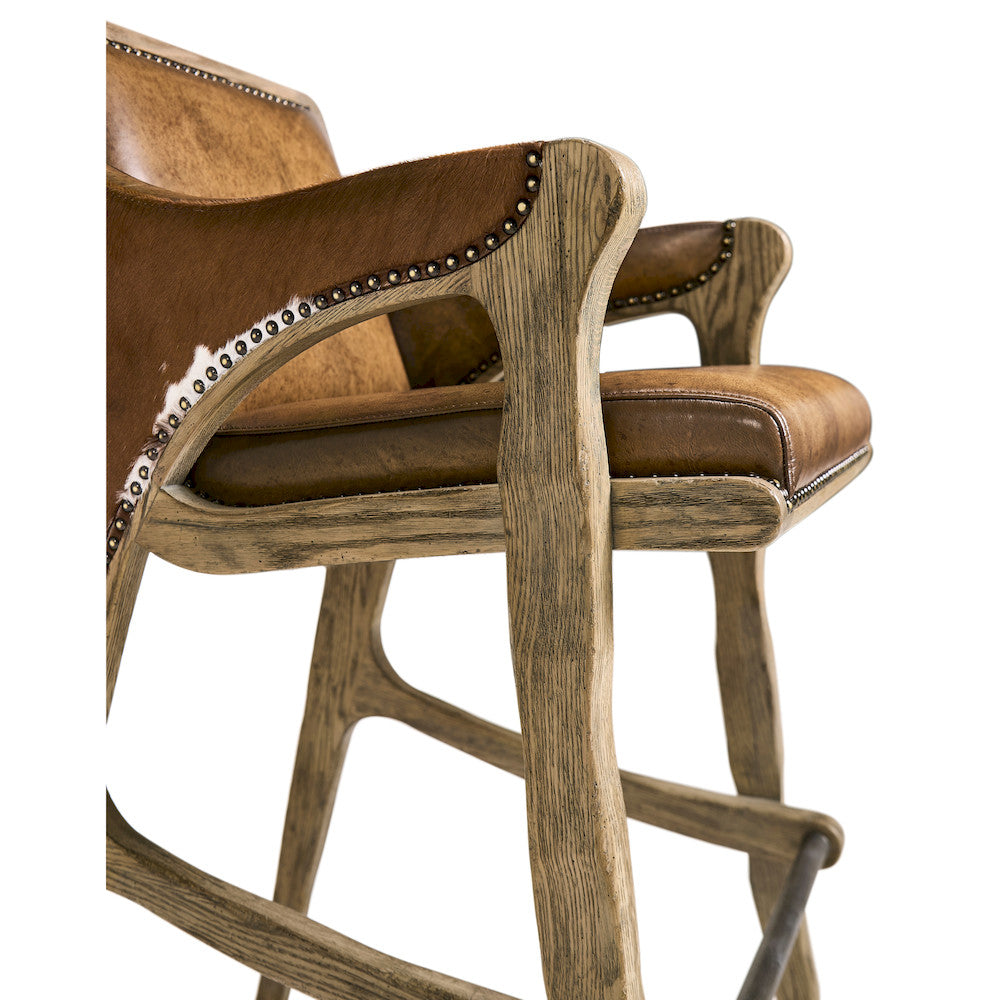 Jonathan Charles Fine Furniture - Echo Canyon Leather & Hide Bar Stool - 491256-FDO-BS-L044 view 6
