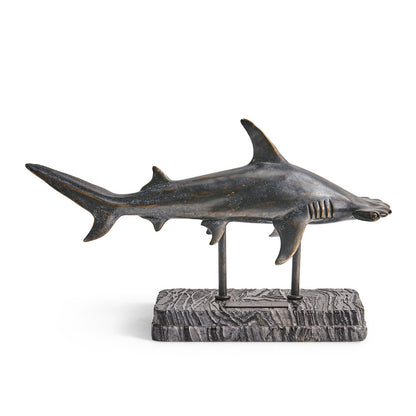 Jonathan Charles Fine Furniture - Glide Hammerhead Shark Bronze Statue with Marble Base - 496217-DRB view 2