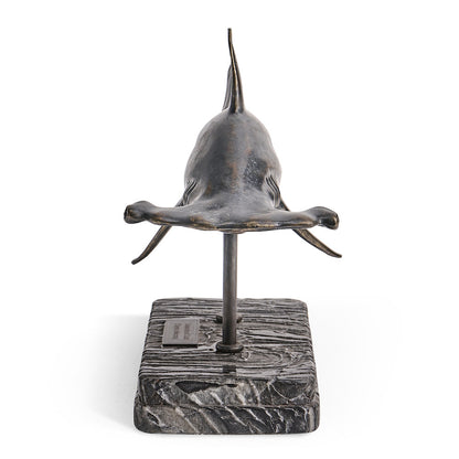 Jonathan Charles Fine Furniture - Glide Hammerhead Shark Bronze Statue with Marble Base - 496217-DRB view 4