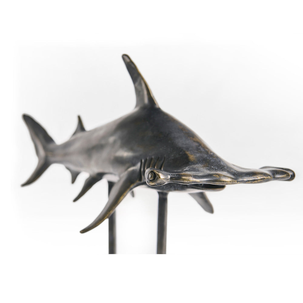 Jonathan Charles Fine Furniture - Glide Hammerhead Shark Bronze Statue with Marble Base - 496217-DRB view 5