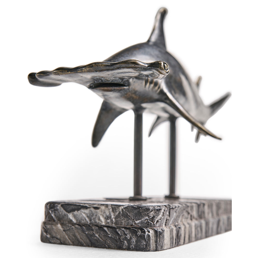 Jonathan Charles Fine Furniture - Glide Hammerhead Shark Bronze Statue with Marble Base - 496217-DRB view 9