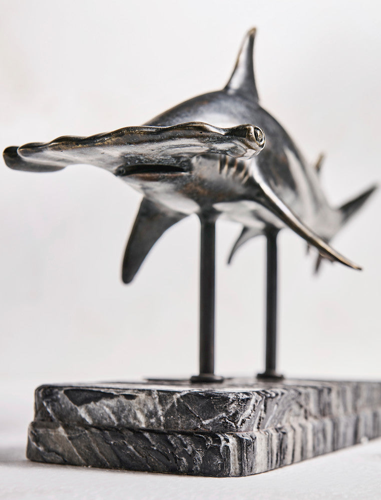 Jonathan Charles Fine Furniture - Glide Hammerhead Shark Bronze Statue with Marble Base - 496217-DRB view 10