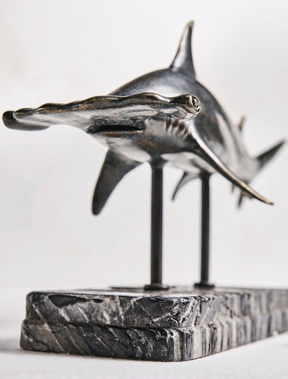 Jonathan Charles Fine Furniture - Glide Hammerhead Shark Bronze Statue with Marble Base - 496217-DRB view 10