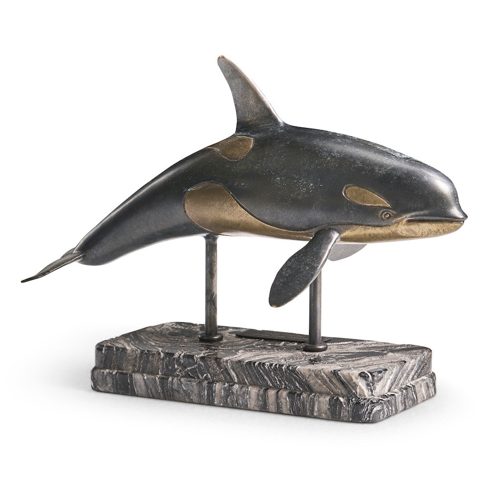 Jonathan Charles Fine Furniture - Killer Whale Bronze Statue with Marble Base - 496219-DRB view 1