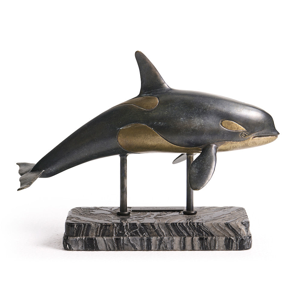 Jonathan Charles Fine Furniture - Killer Whale Bronze Statue with Marble Base - 496219-DRB view 2