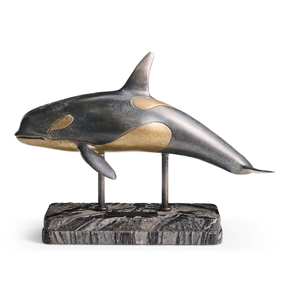 Jonathan Charles Fine Furniture - Killer Whale Bronze Statue with Marble Base - 496219-DRB view 4