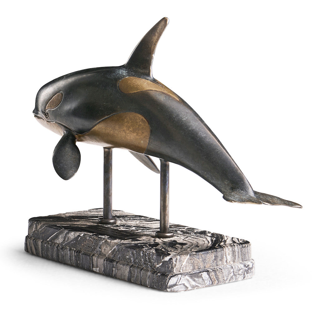 Jonathan Charles Fine Furniture - Killer Whale Bronze Statue with Marble Base - 496219-DRB view 10