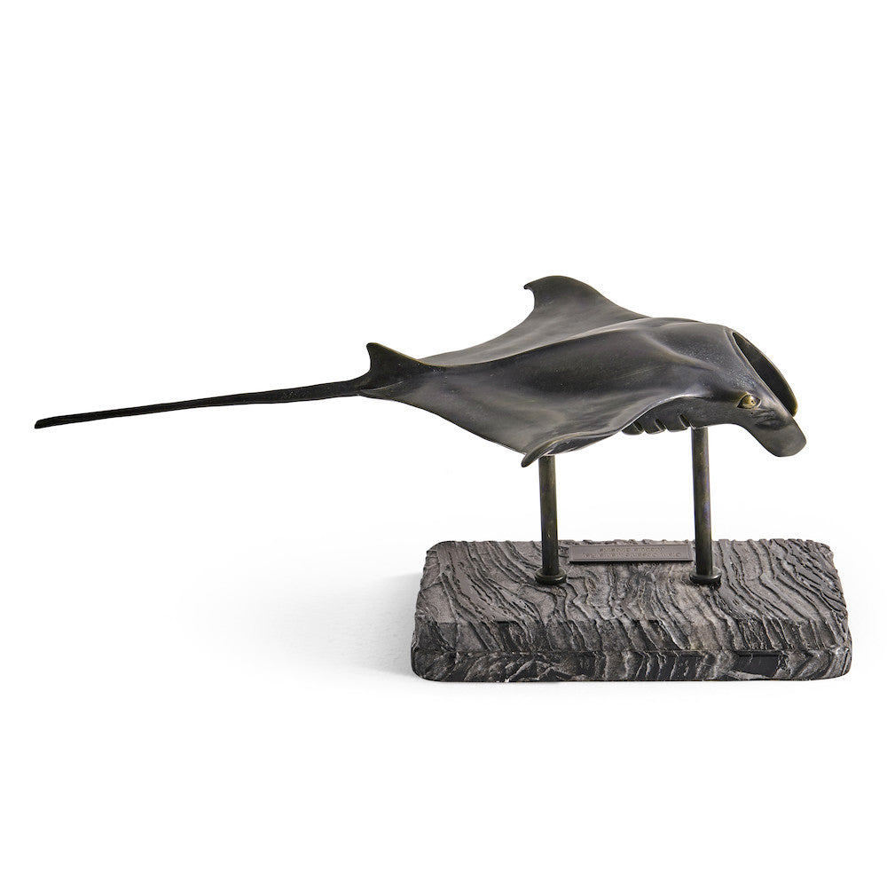 Jonathan Charles Fine Furniture - Manta Ray Bronze Statue with Marble Base - 496215-DRB view 2