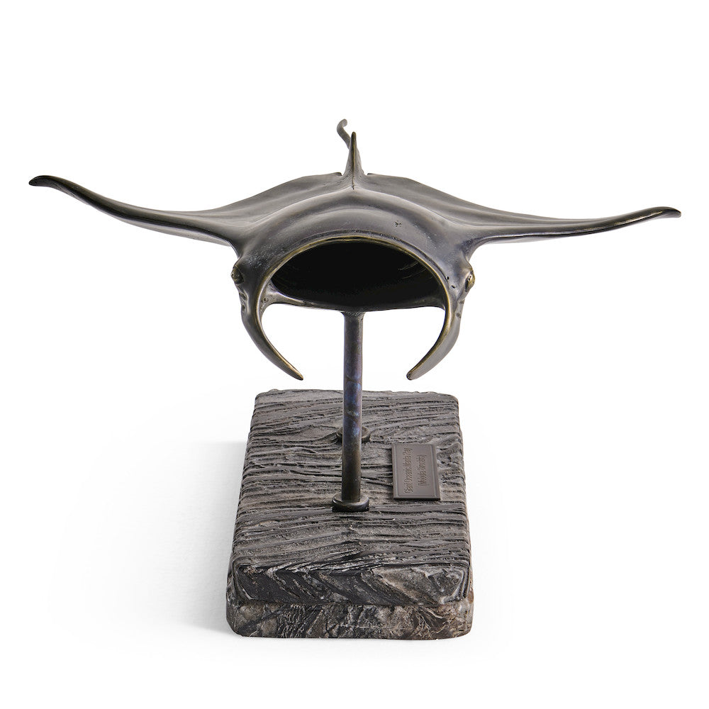 Jonathan Charles Fine Furniture - Manta Ray Bronze Statue with Marble Base - 496215-DRB view 4