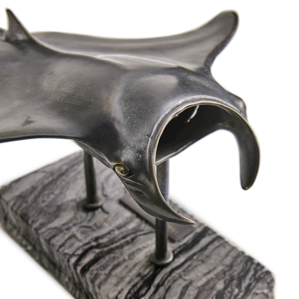 Jonathan Charles Fine Furniture - Manta Ray Bronze Statue with Marble Base - 496215-DRB view 7