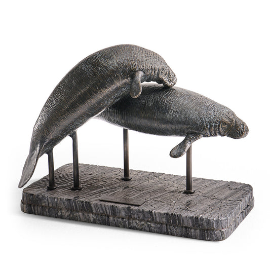 Jonathan Charles Fine Furniture - Raised Manatee Bronze Statue with Marble Base - 496221-DRB view 1
