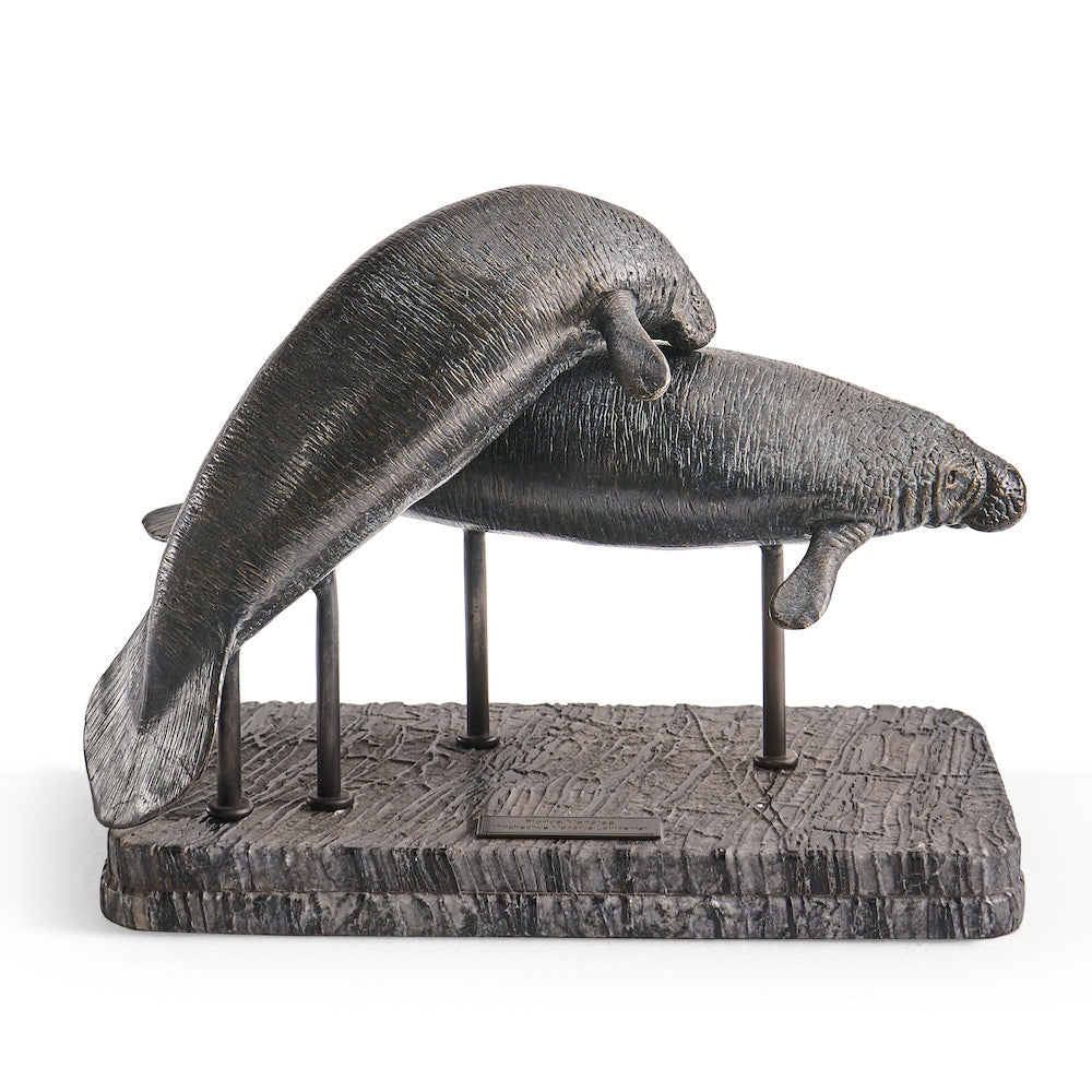Jonathan Charles Fine Furniture - Raised Manatee Bronze Statue with Marble Base - 496221-DRB view 2