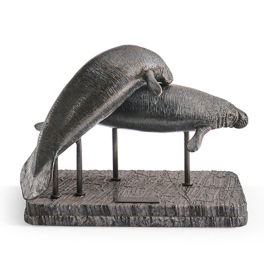 Jonathan Charles Fine Furniture - Raised Manatee Bronze Statue with Marble Base - 496221-DRB view 2