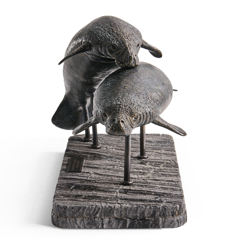 Jonathan Charles Fine Furniture - Raised Manatee Bronze Statue with Marble Base - 496221-DRB view 4