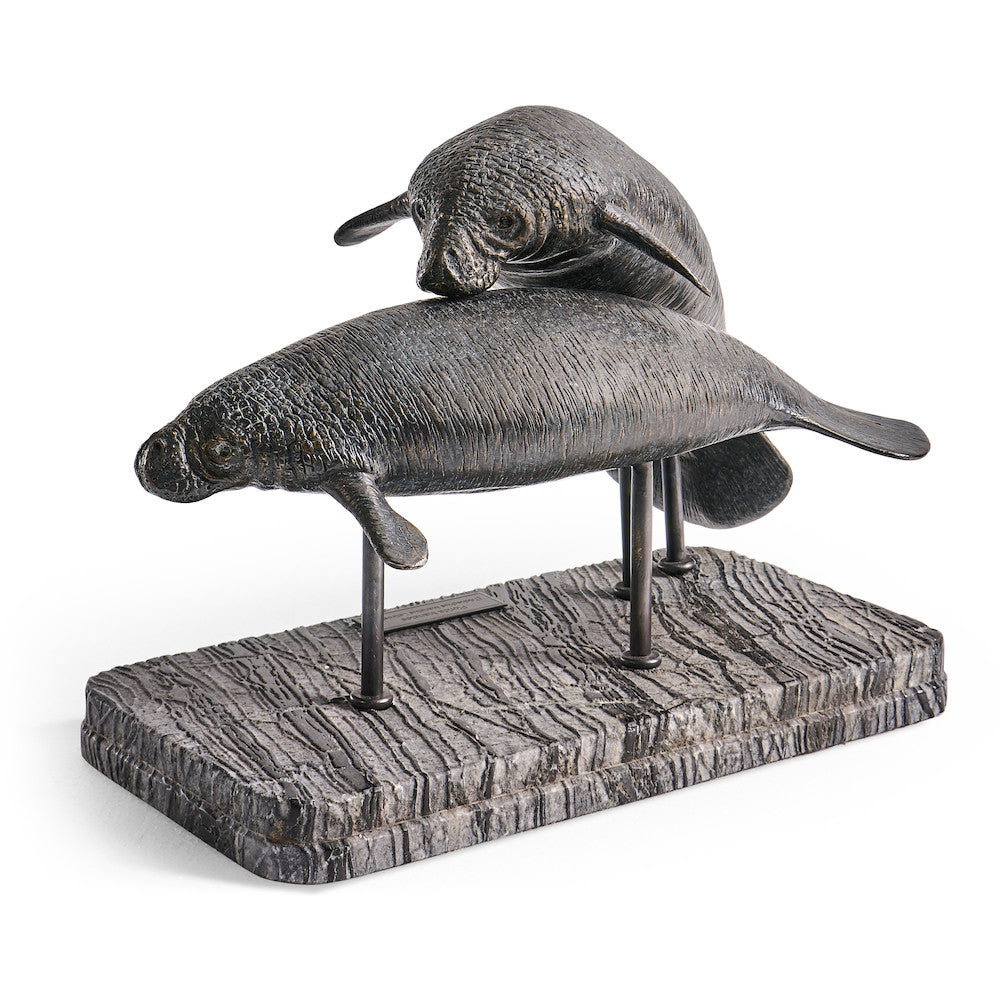 Jonathan Charles Fine Furniture - Raised Manatee Bronze Statue with Marble Base - 496221-DRB view 5