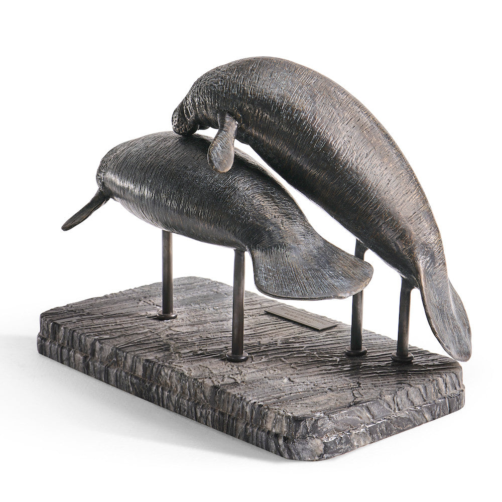 Jonathan Charles Fine Furniture - Raised Manatee Bronze Statue with Marble Base - 496221-DRB view 6