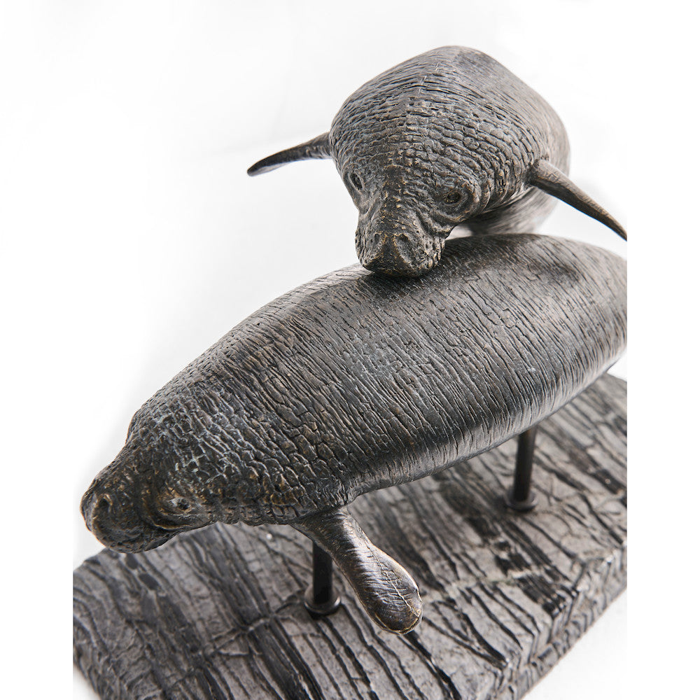 Jonathan Charles Fine Furniture - Raised Manatee Bronze Statue with Marble Base - 496221-DRB view 7