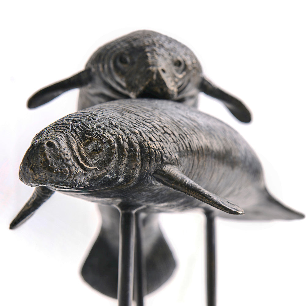 Jonathan Charles Fine Furniture - Raised Manatee Bronze Statue with Marble Base - 496221-DRB view 10