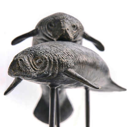 Jonathan Charles Fine Furniture - Raised Manatee Bronze Statue with Marble Base - 496221-DRB view 10
